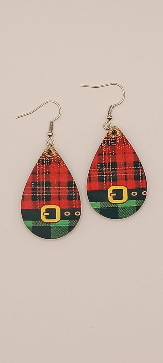 Plaid belt earrings