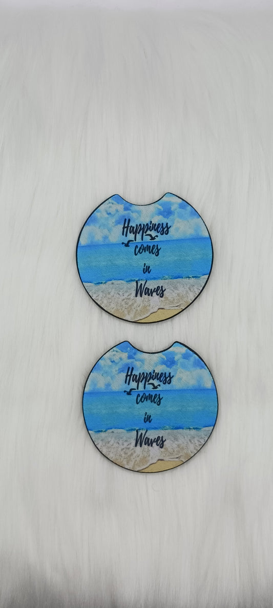 Happiness comes in waves car coasters