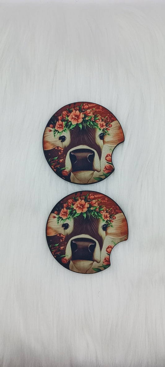 Flower tiara cow car coasters