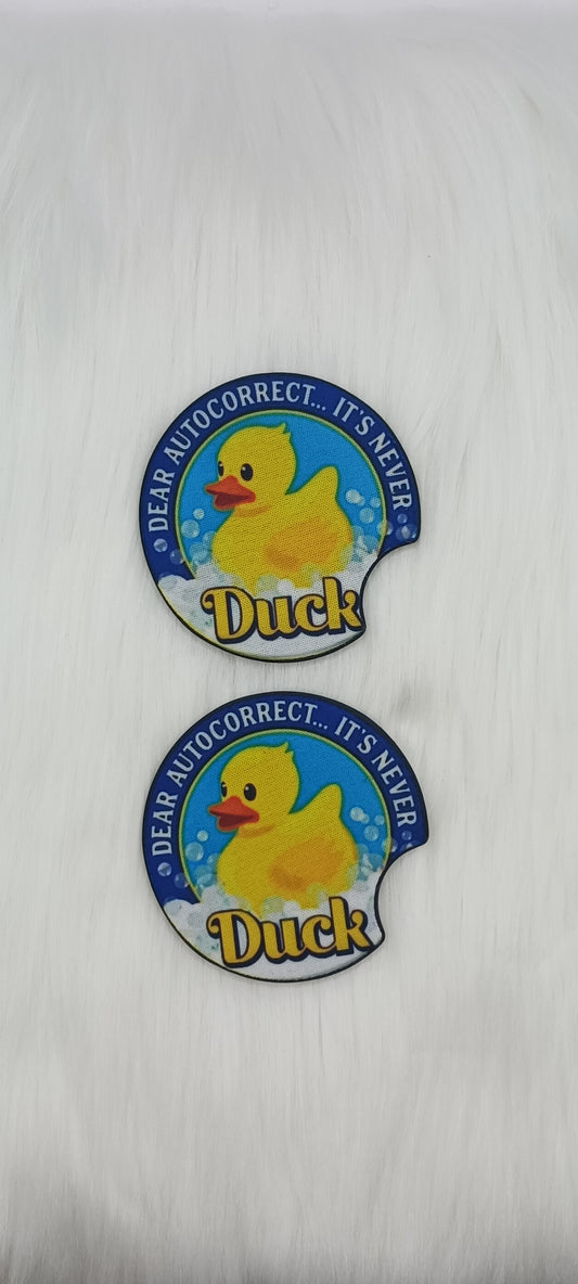 Autocorrect duck car coasters