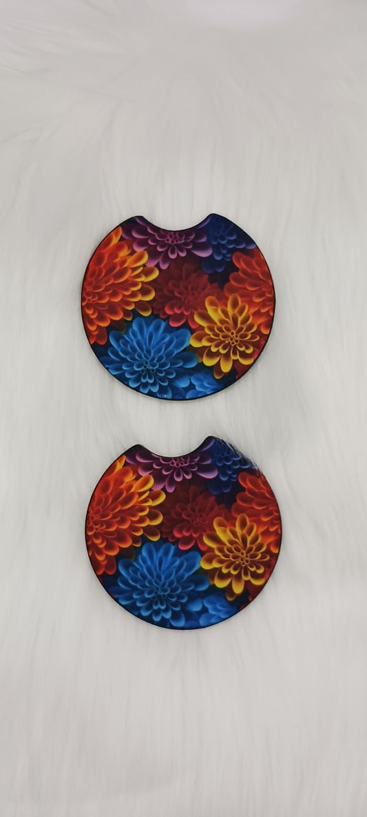 Colorful 3d flower car coasters