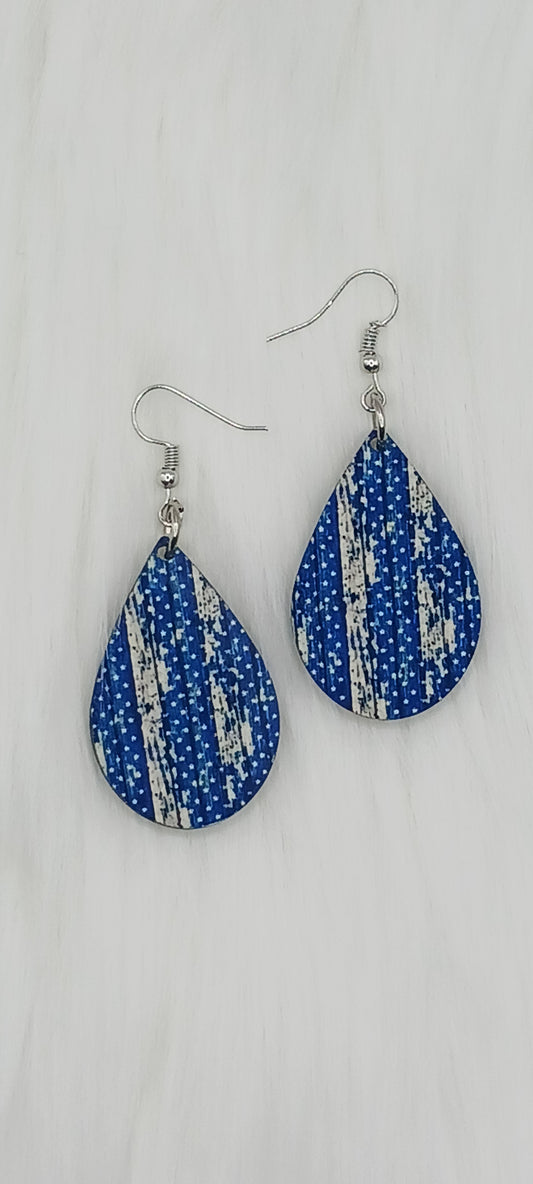 Blue white star earrings