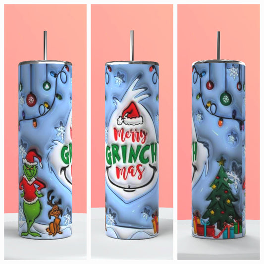 Blue merry grin chmas tumbler