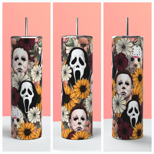 Flowery horror tumbler