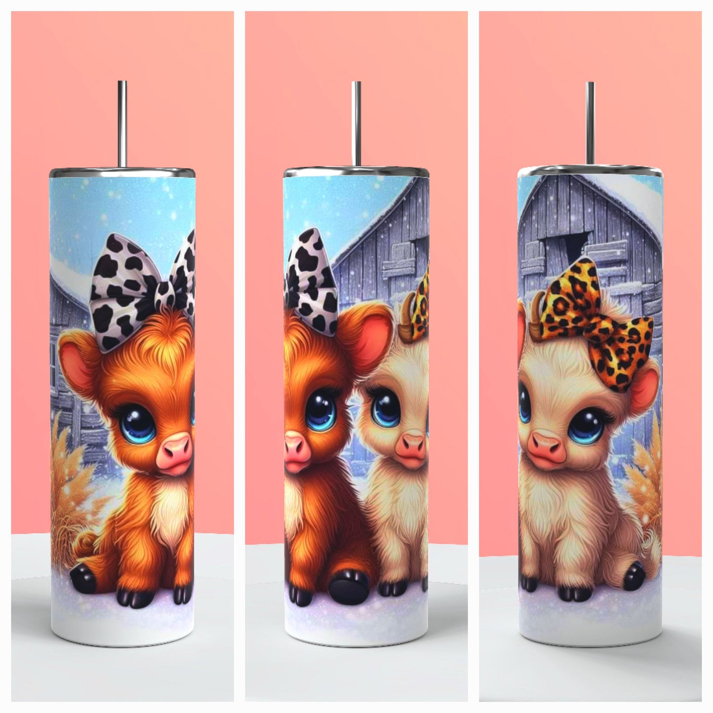 Baby cows with bows tumbler