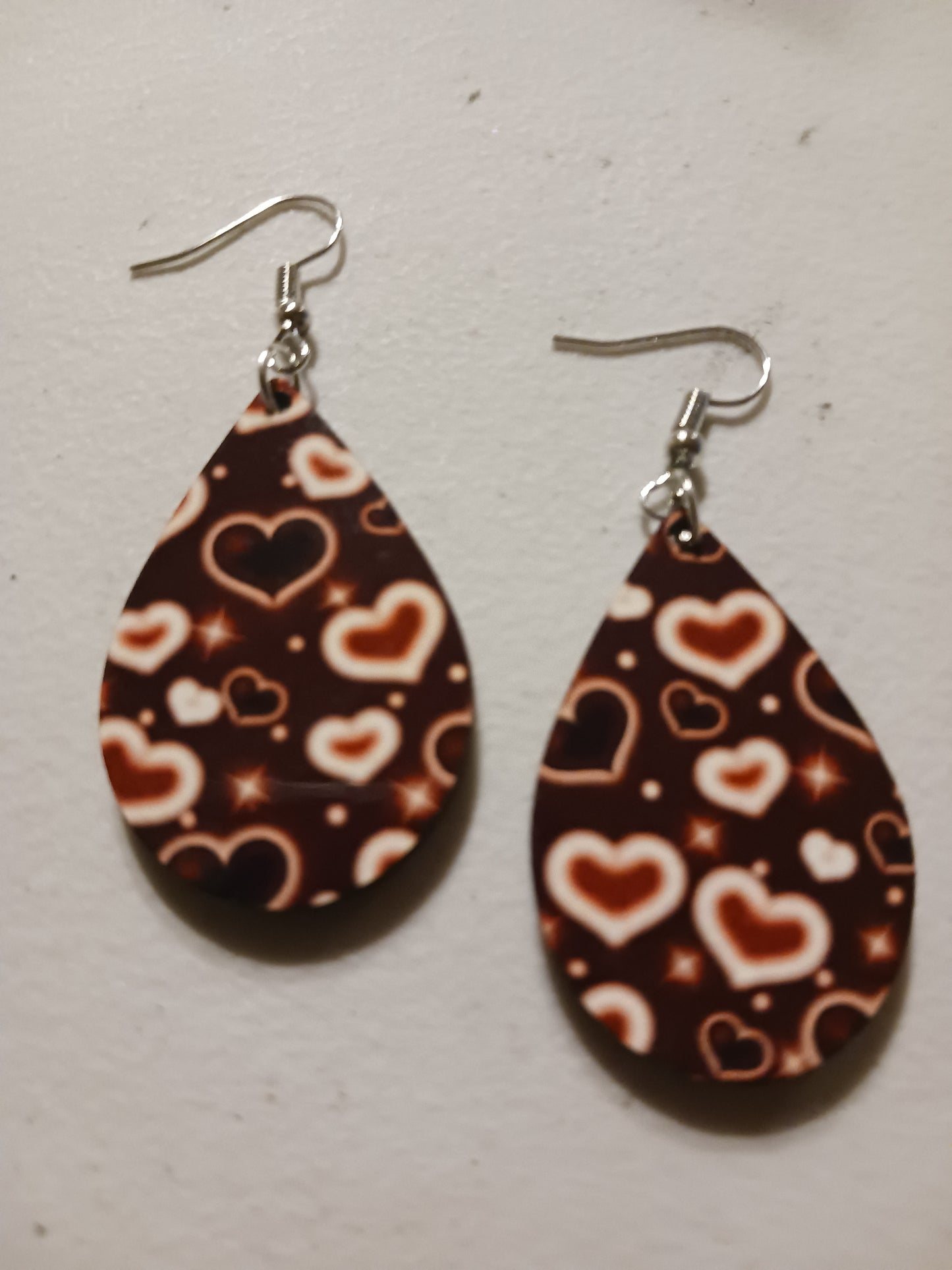 Dark red heart earrings