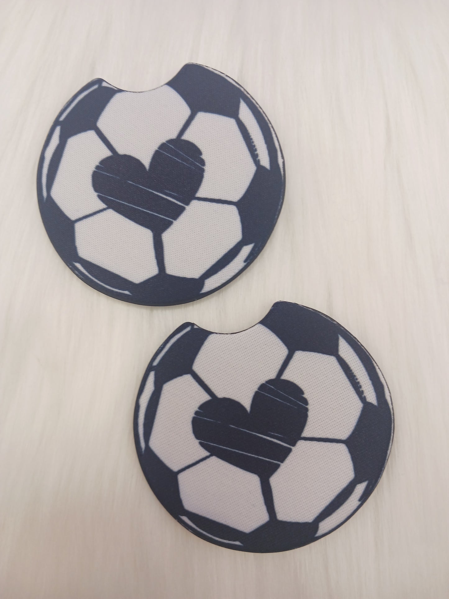 Soccer ball heart car coasters