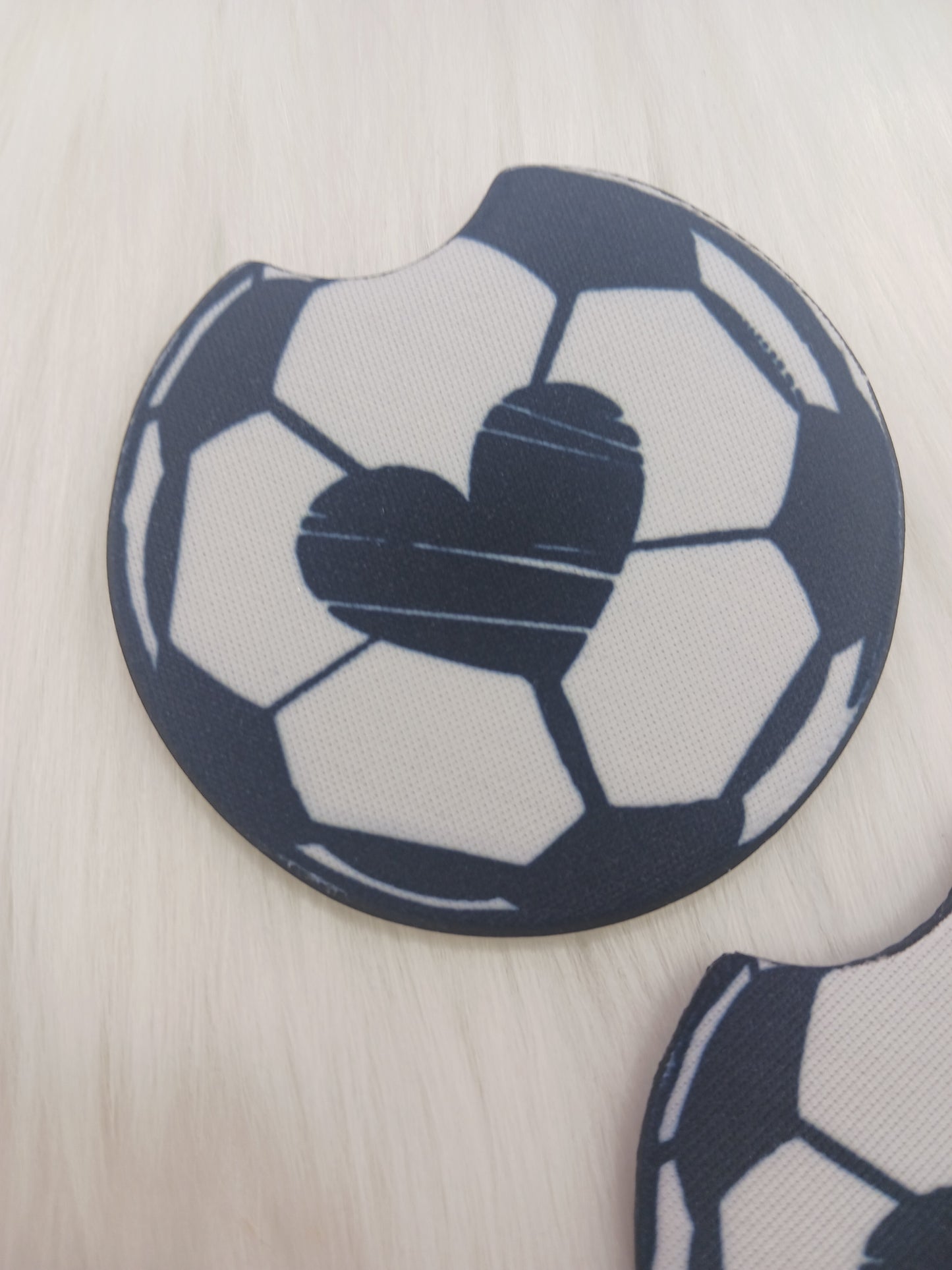 Soccer ball heart car coasters