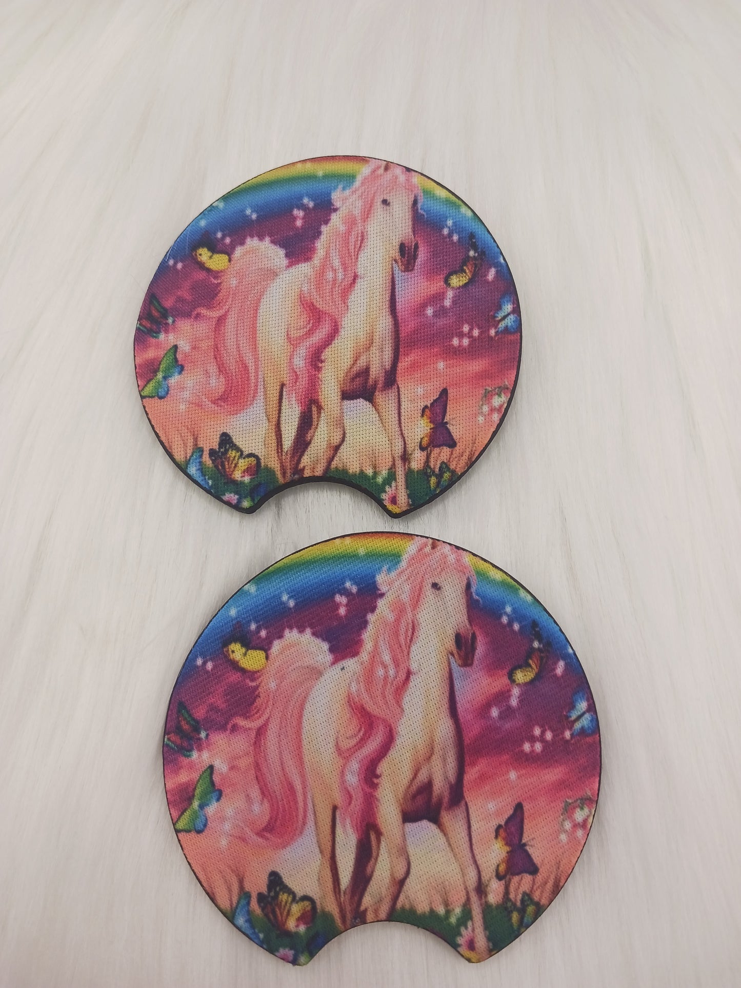 Rainbow pony car coasters