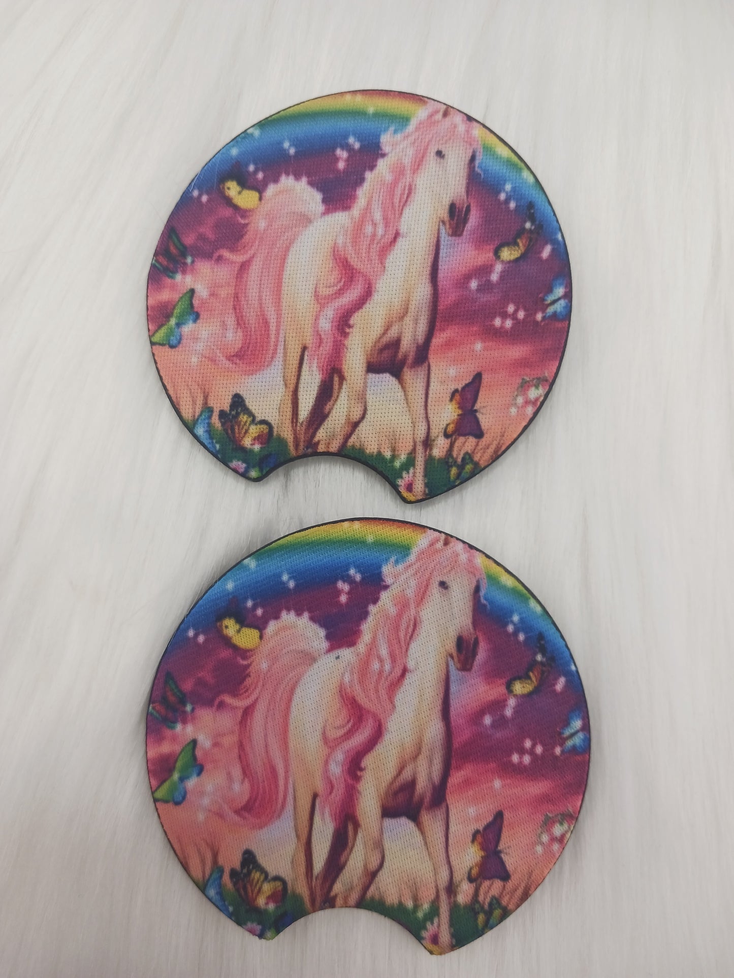 Rainbow pony car coasters