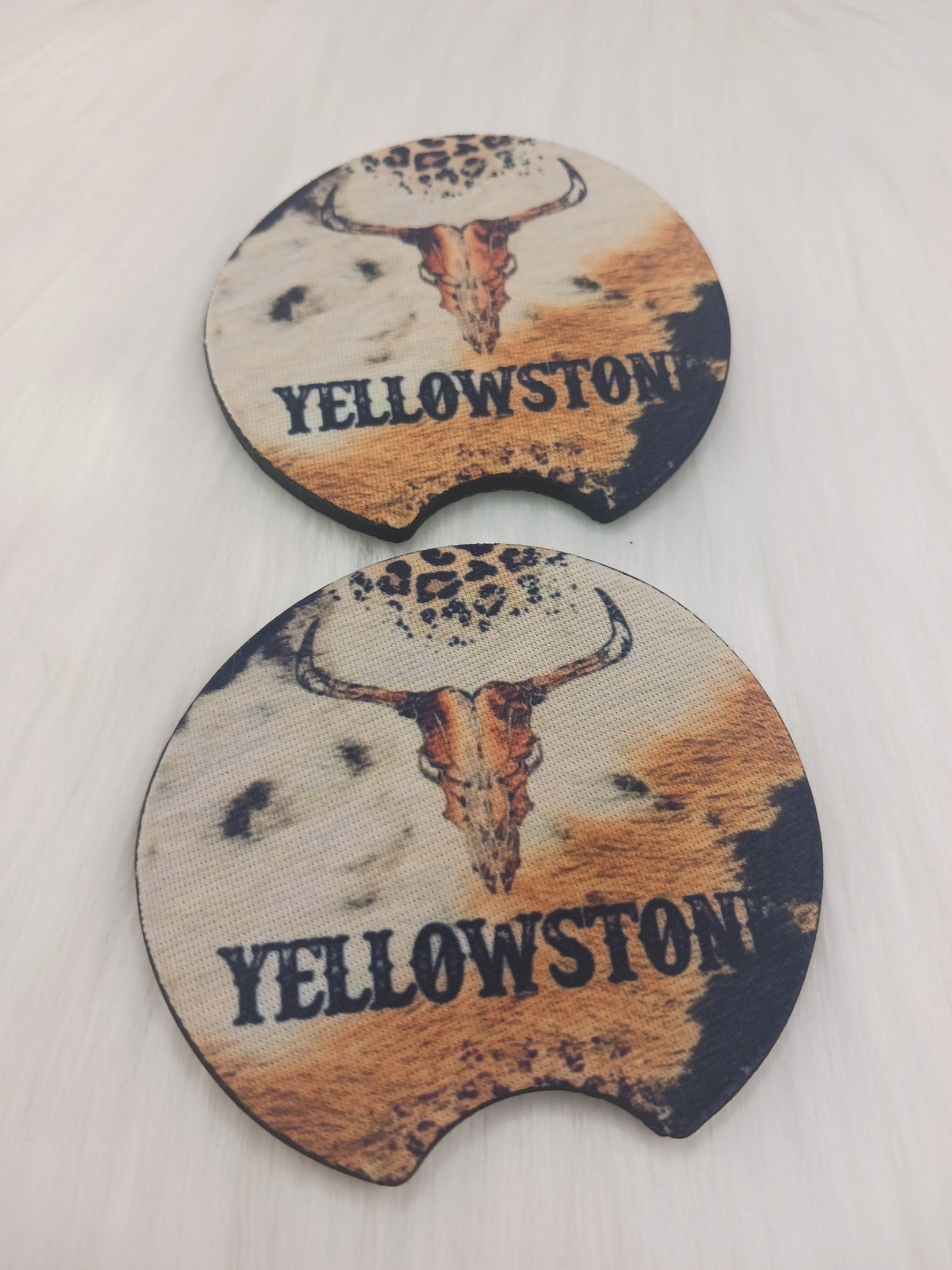 Bull cow stone yellow TV show car coasters