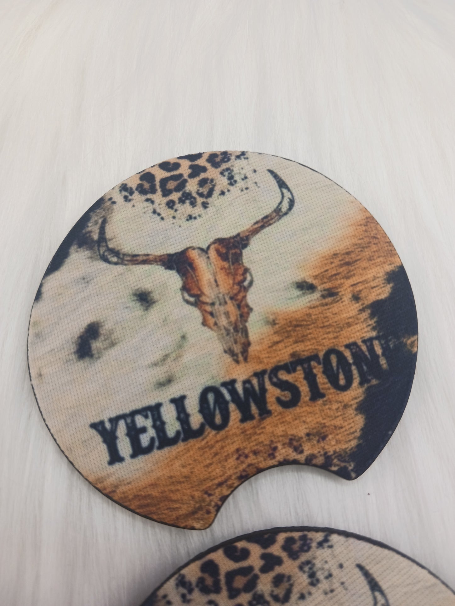 Bull cow stone yellow TV show car coasters