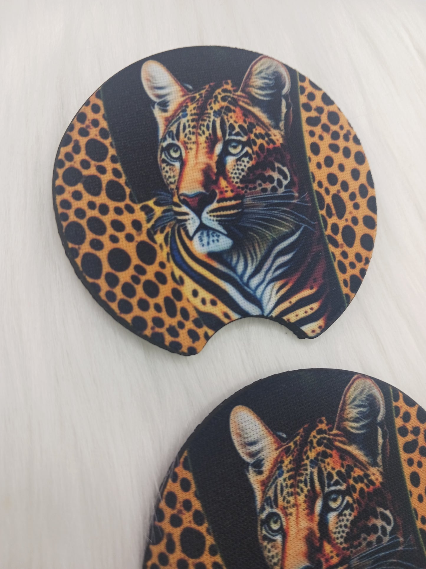 Cheetah animal print car coasters