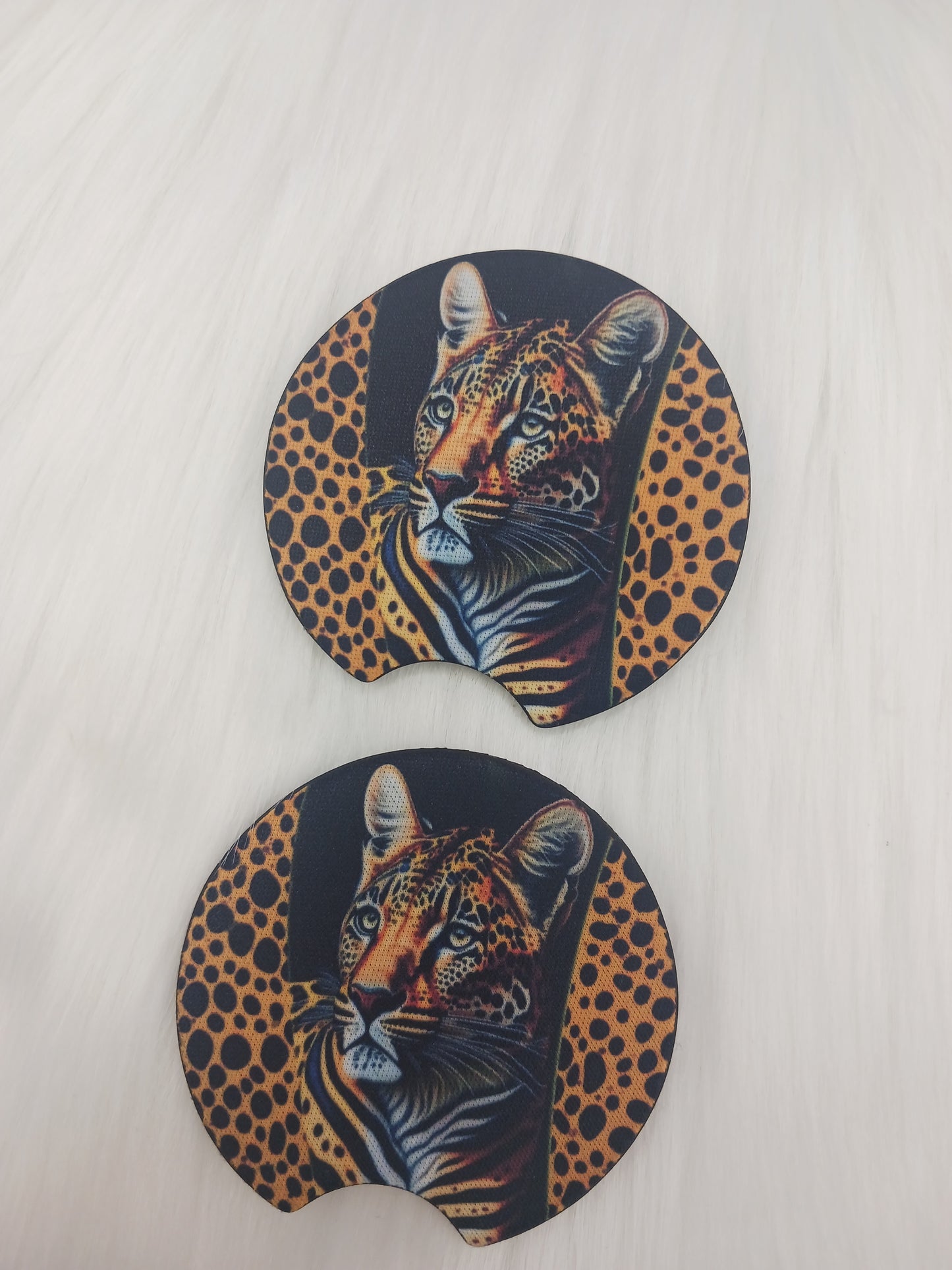 Cheetah animal print car coasters