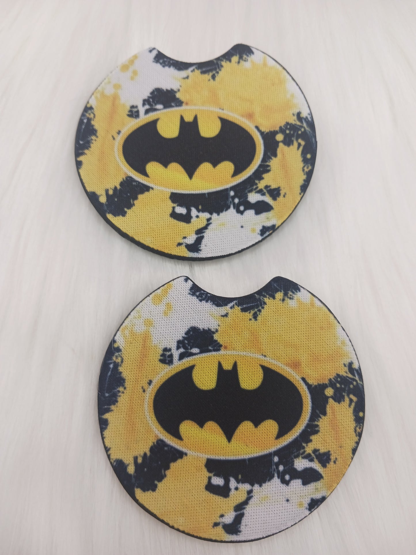 Black and yellow bat hero car coasters