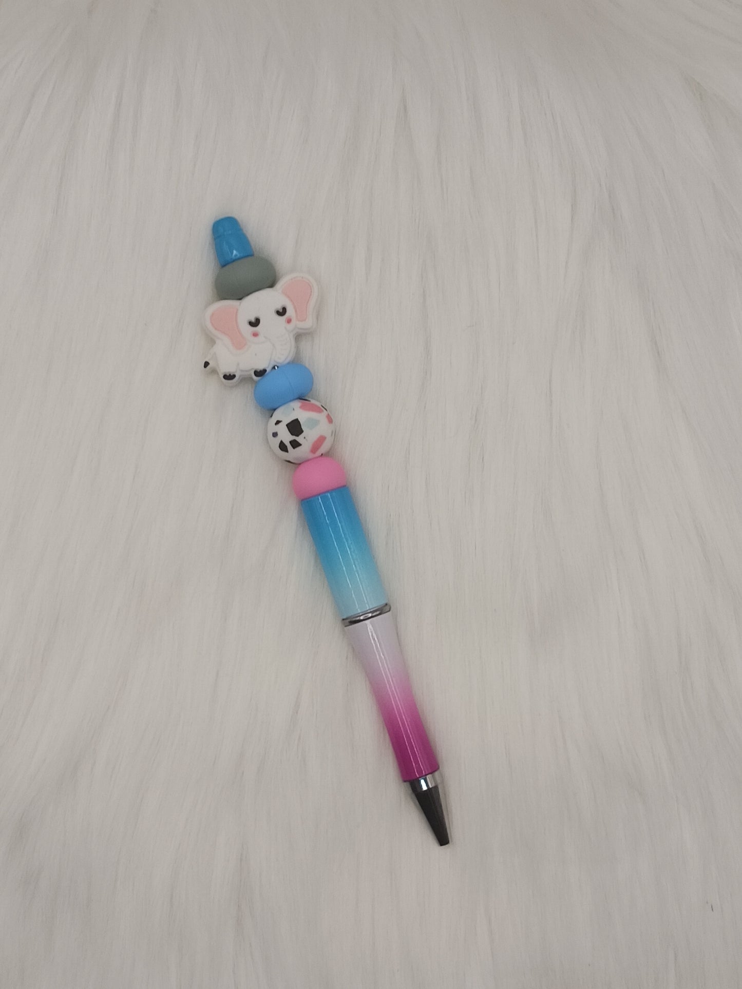 White elephant beaded pen