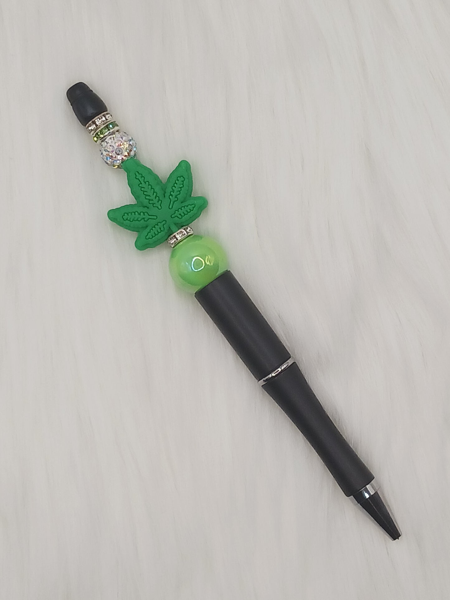 Green herb silicone beaded pen