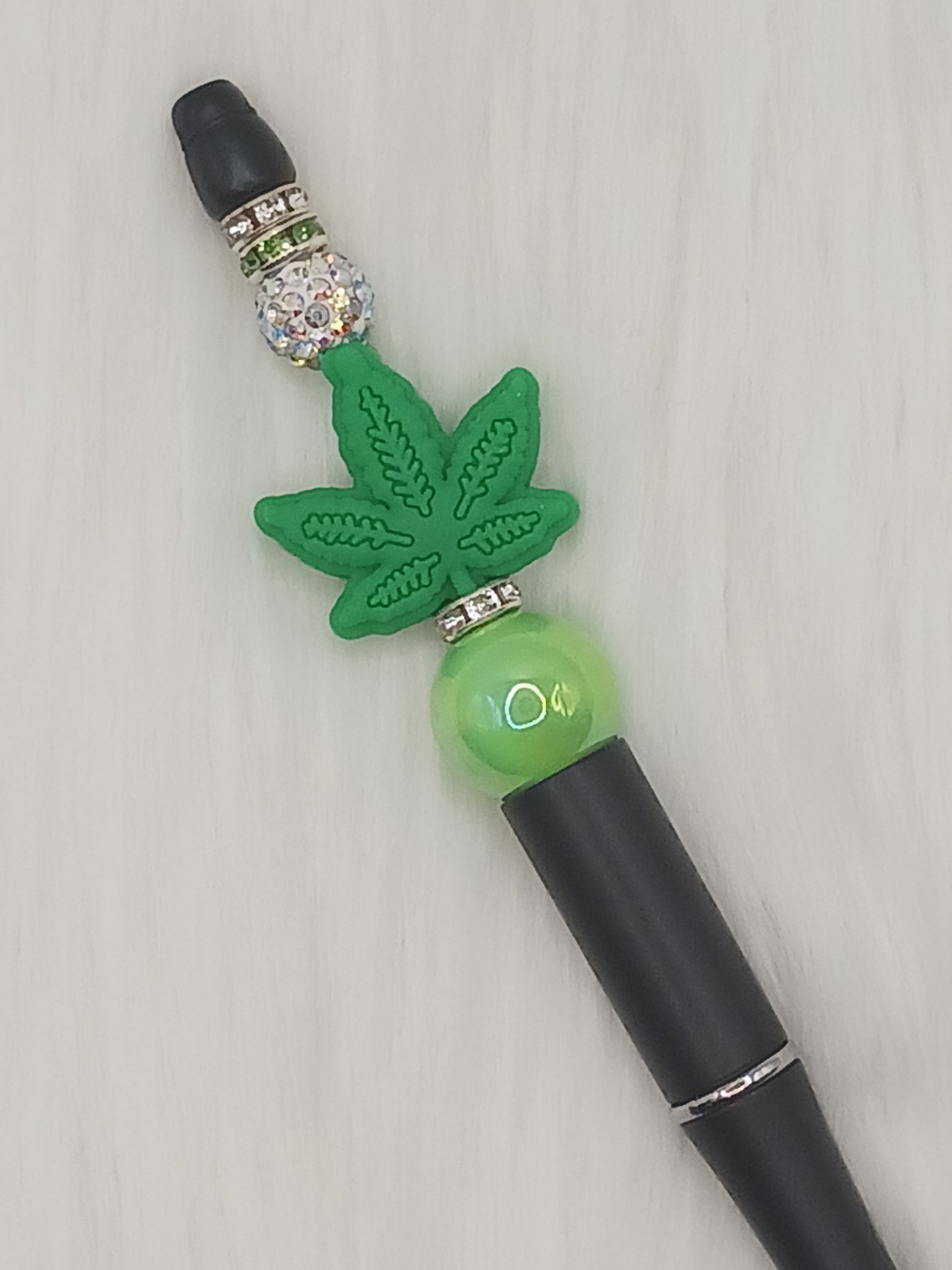 Green herb silicone beaded pen