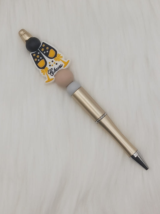 Gold cheers silicone beaded pen