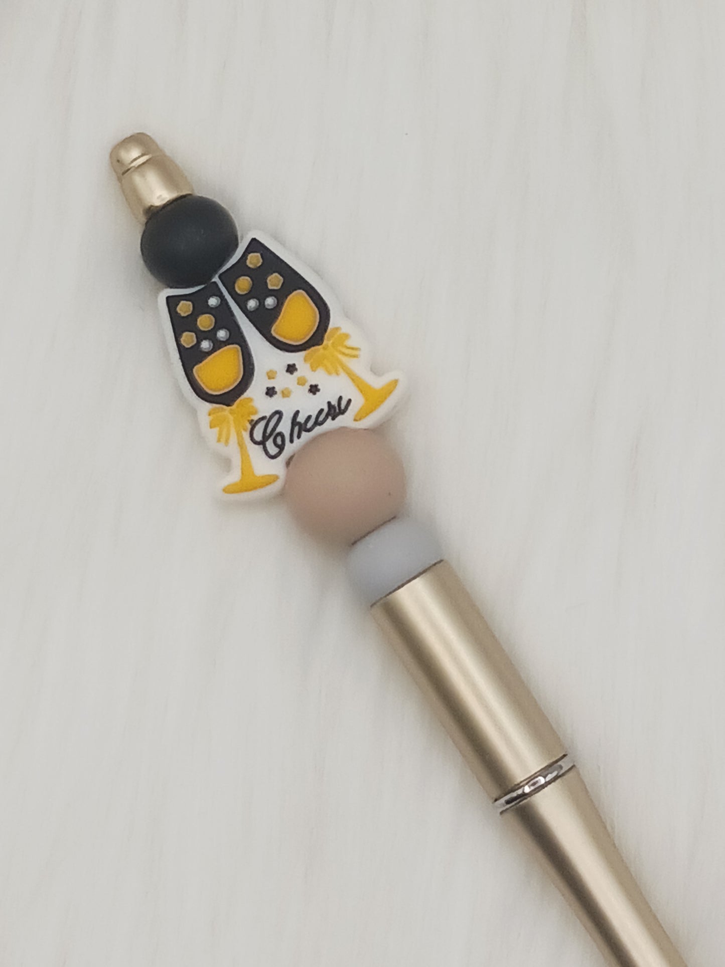 Gold cheers silicone beaded pen