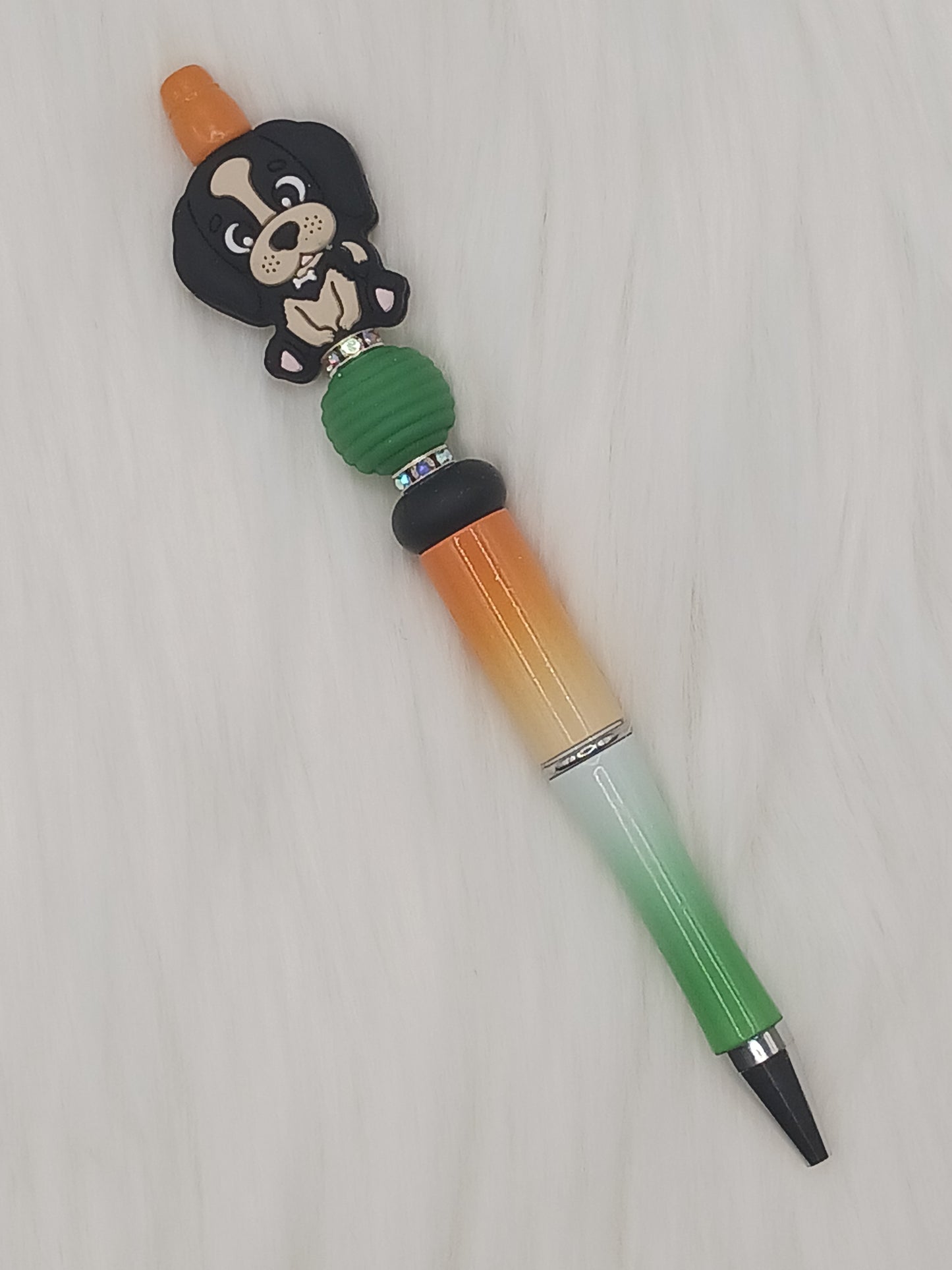 Brown puppy dog beaded pen