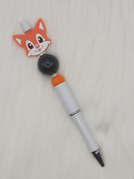 Orange fox beaded pen