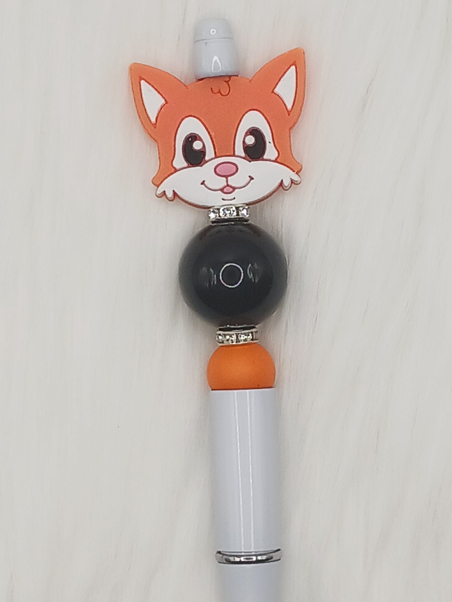 Orange fox beaded pen