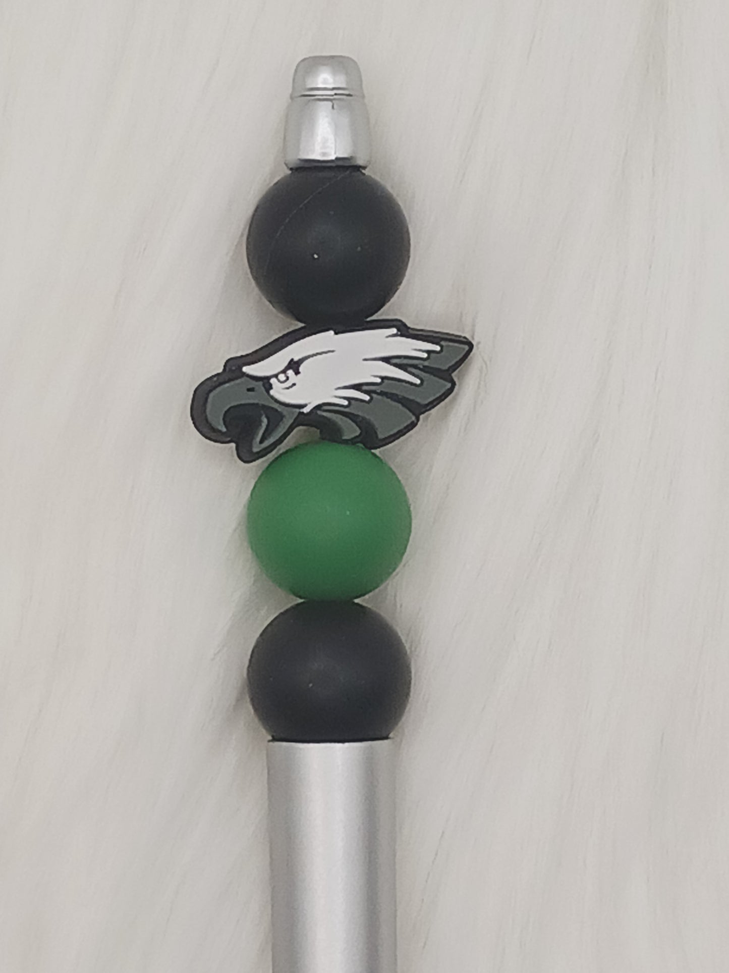 Green bird team silver beaded pen