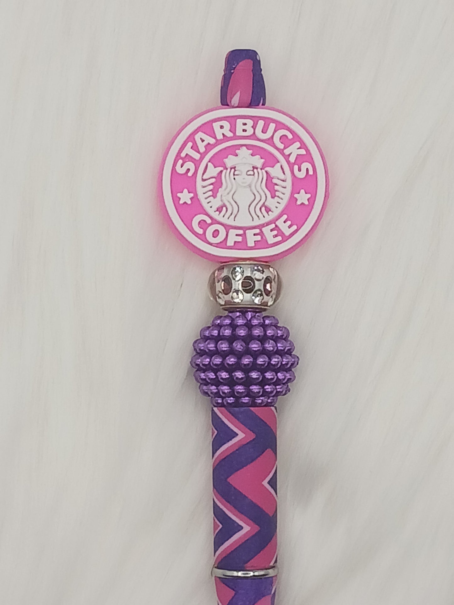 Pink purple coffee girl beaded pen