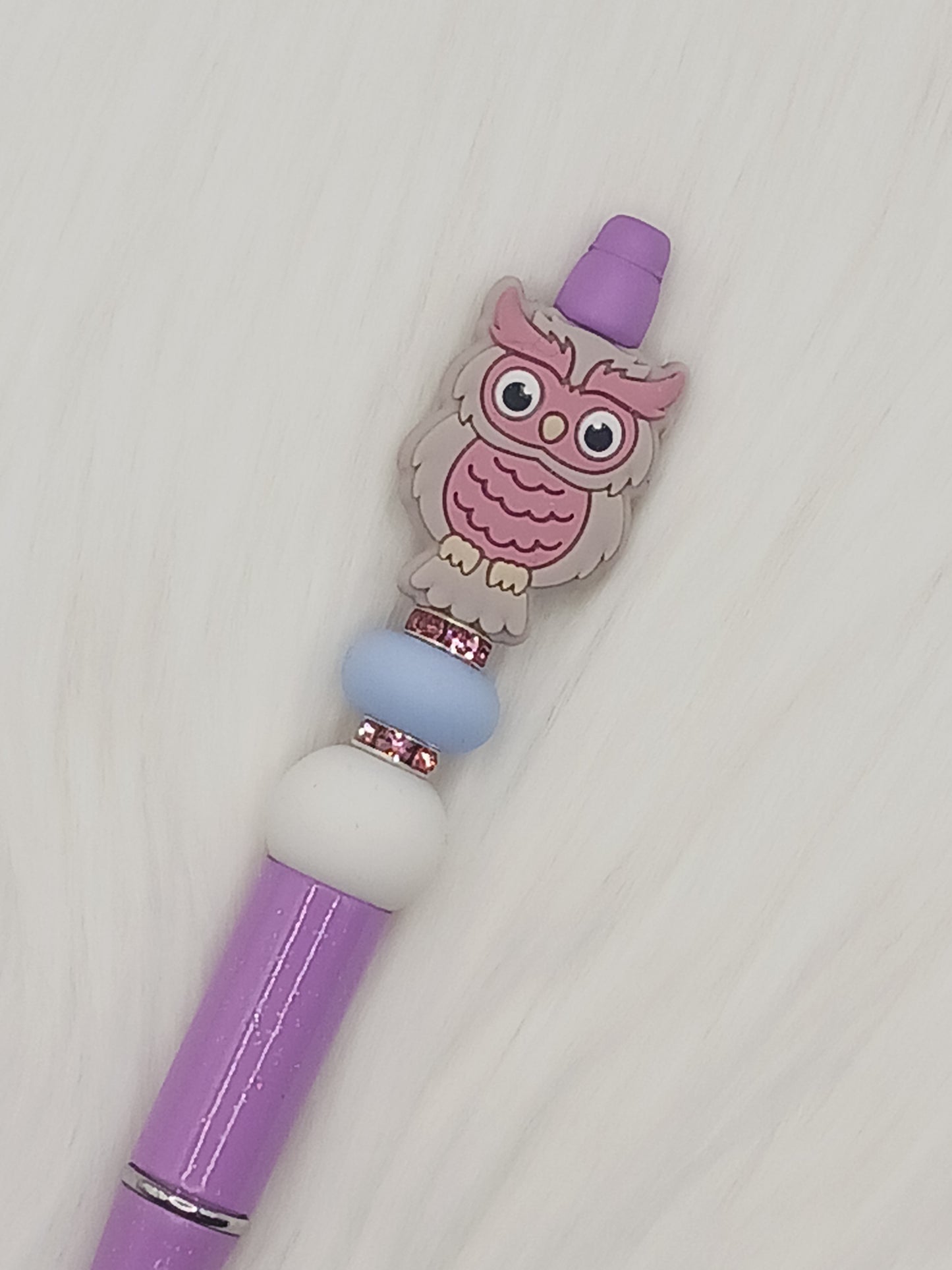 Purple owl silicone beaded pen