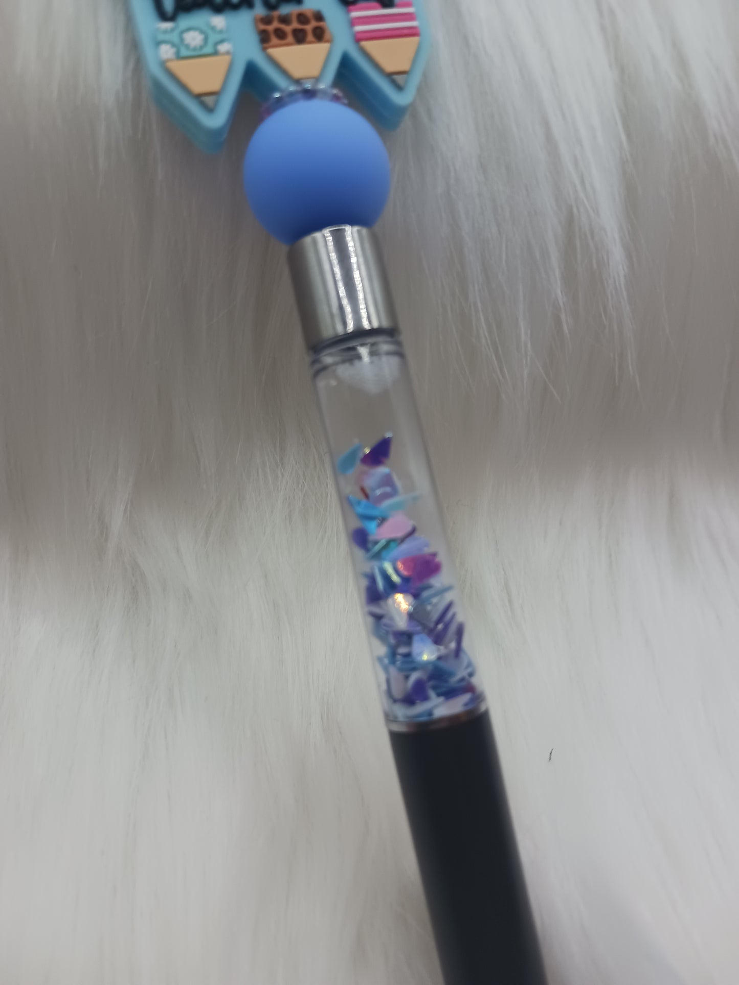 Teacher life silicone beaded snow globe pen