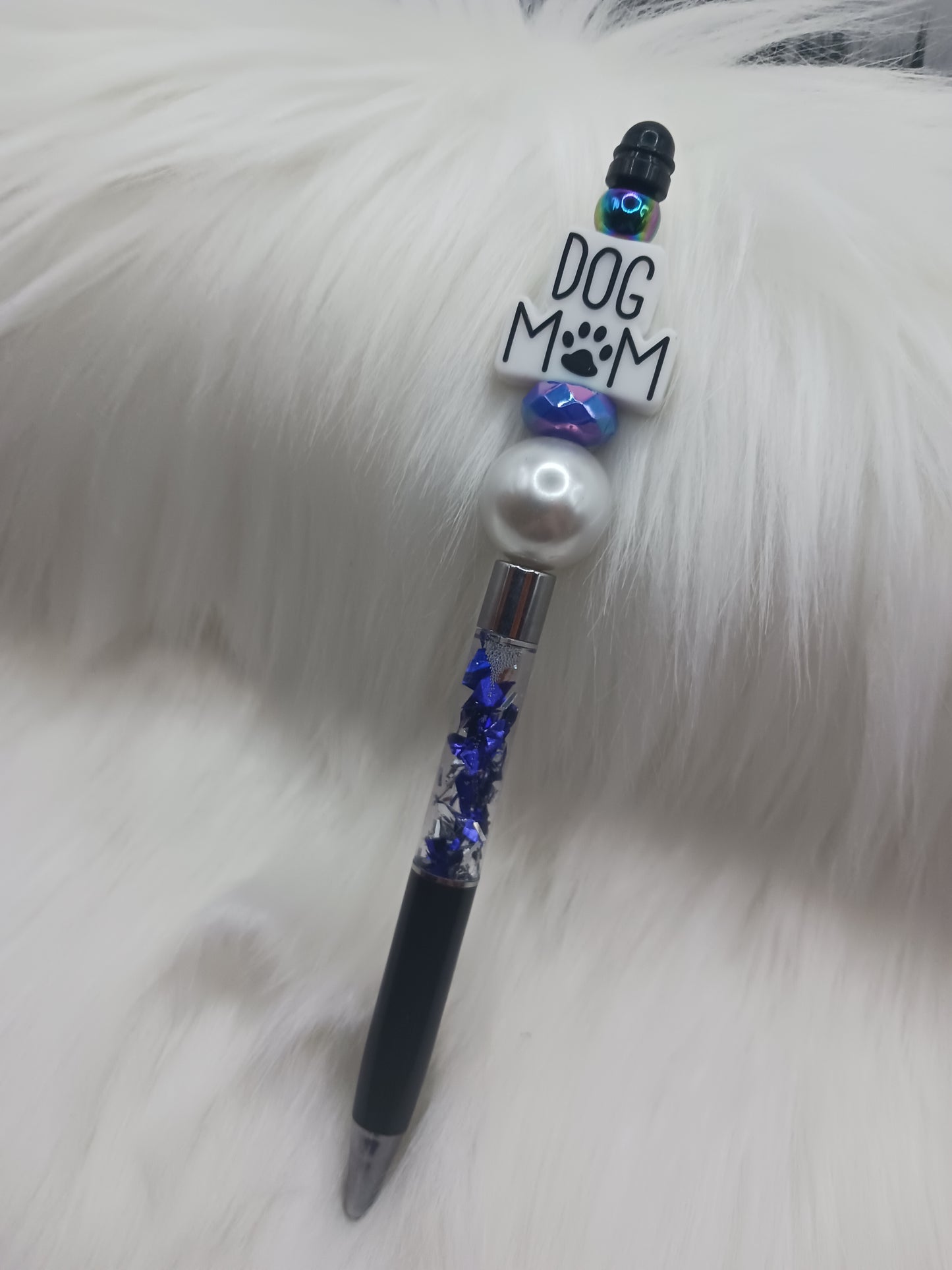 Dog Mom silicone beaded snow globe pen