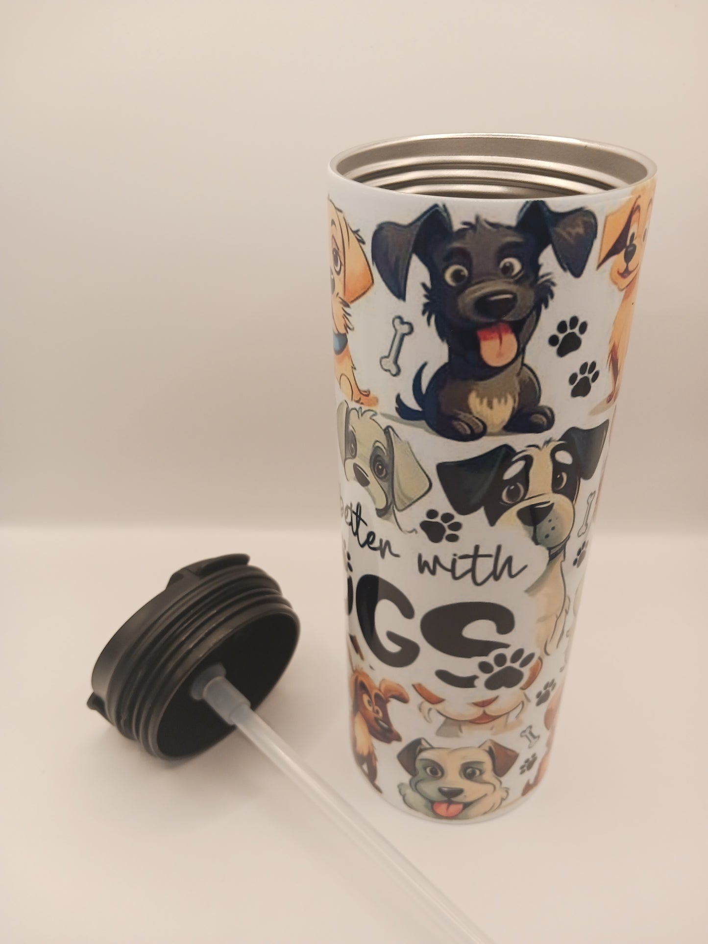 Life is better with dogs dual top tumbler