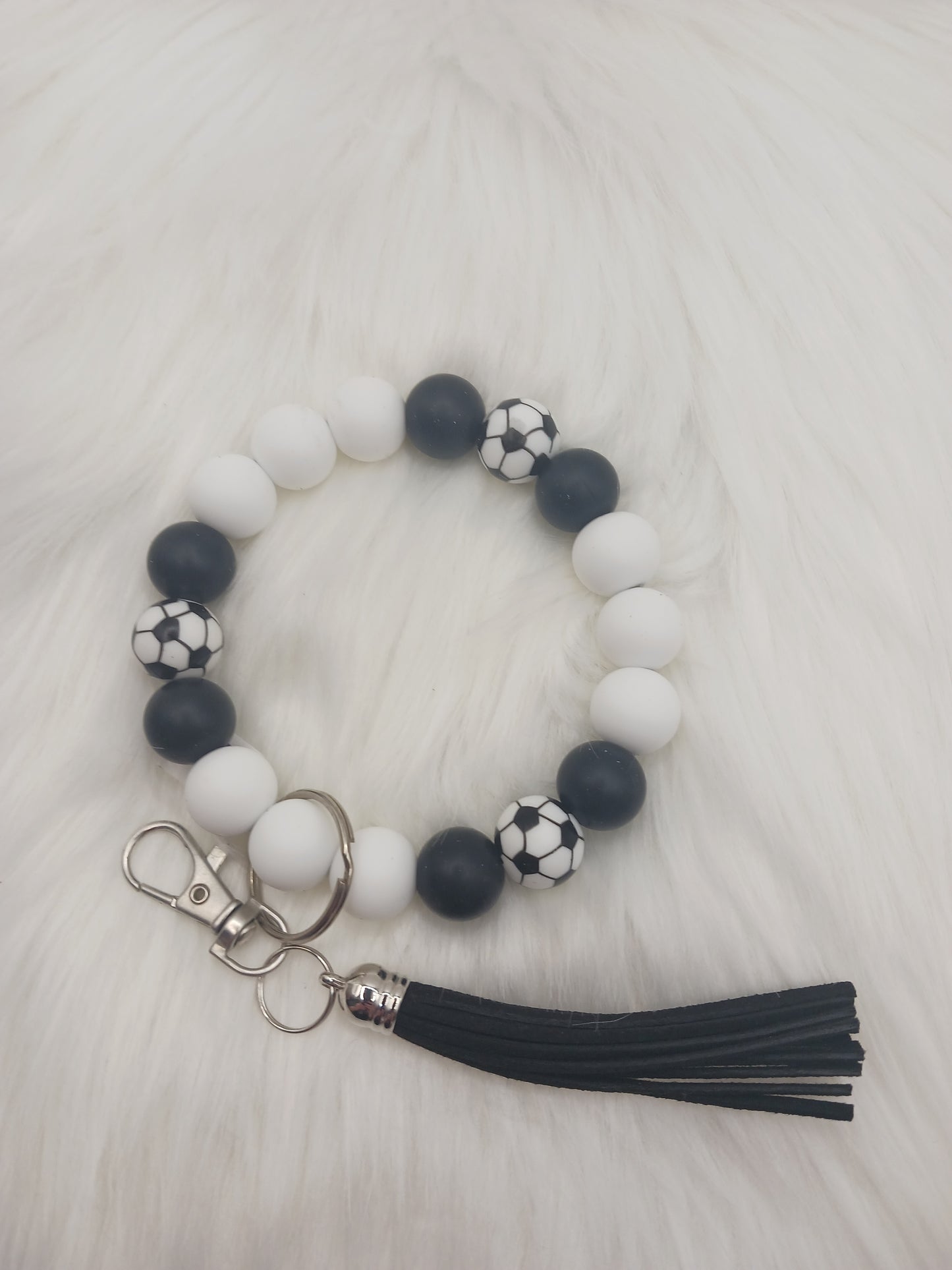 Soccer ball silicone beaded Wristlet