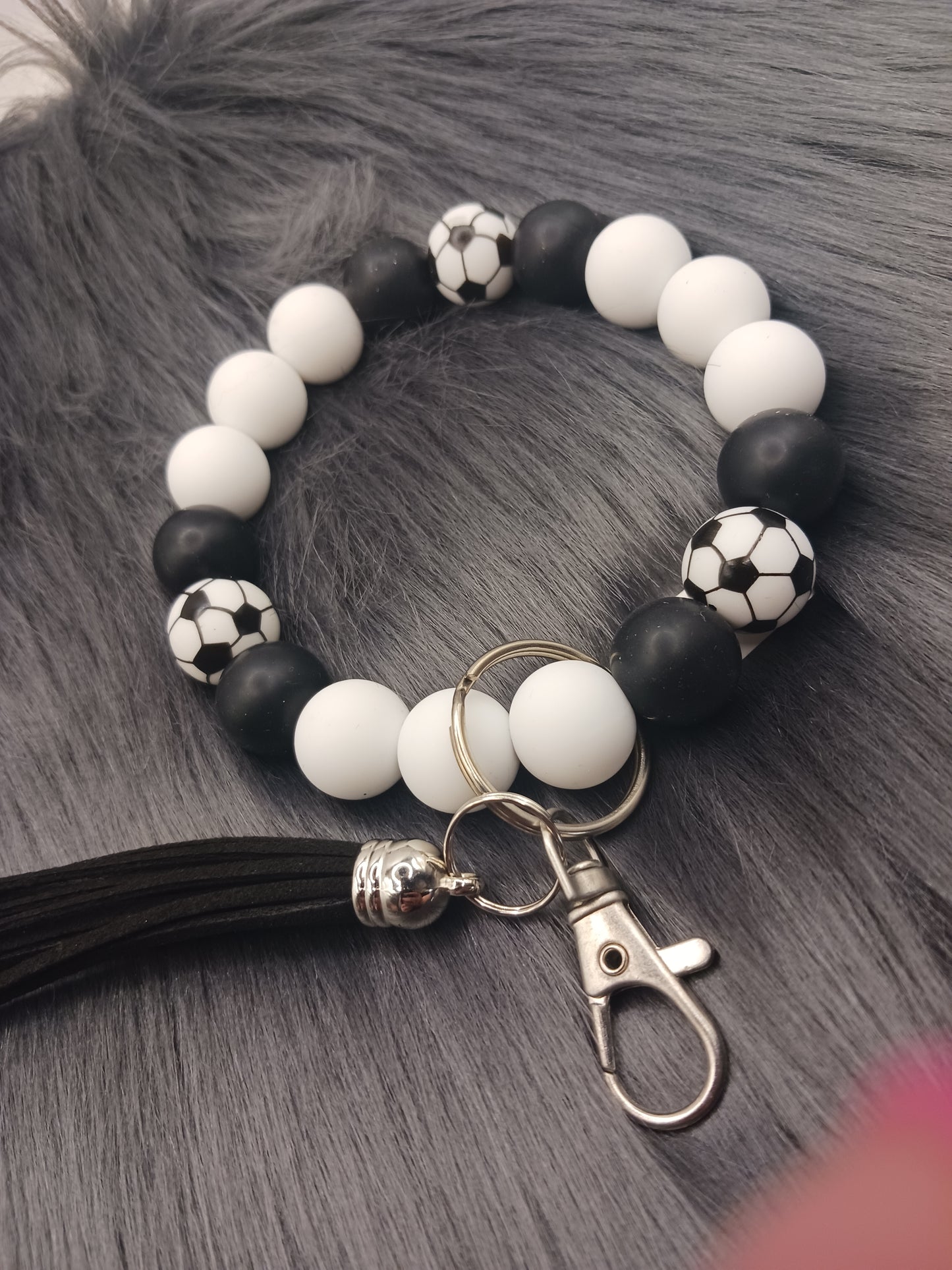 Soccer ball silicone beaded Wristlet