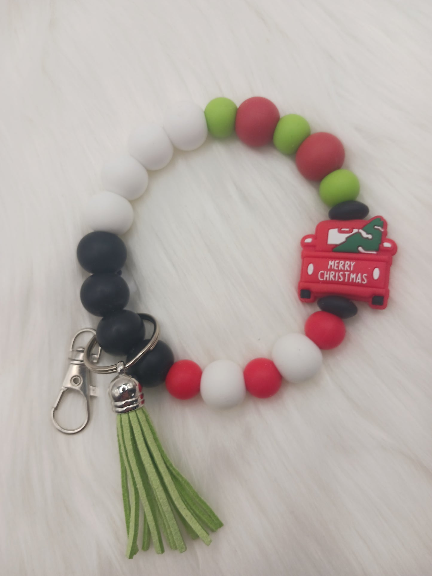 Christmas truck silicone beaded Wristlet