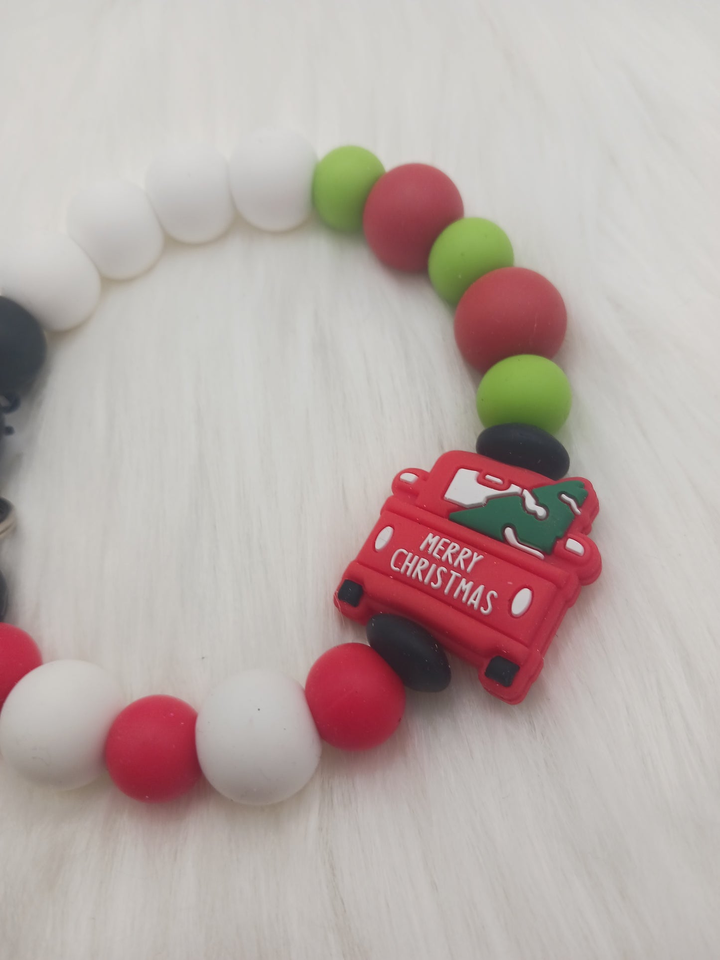 Christmas truck silicone beaded Wristlet