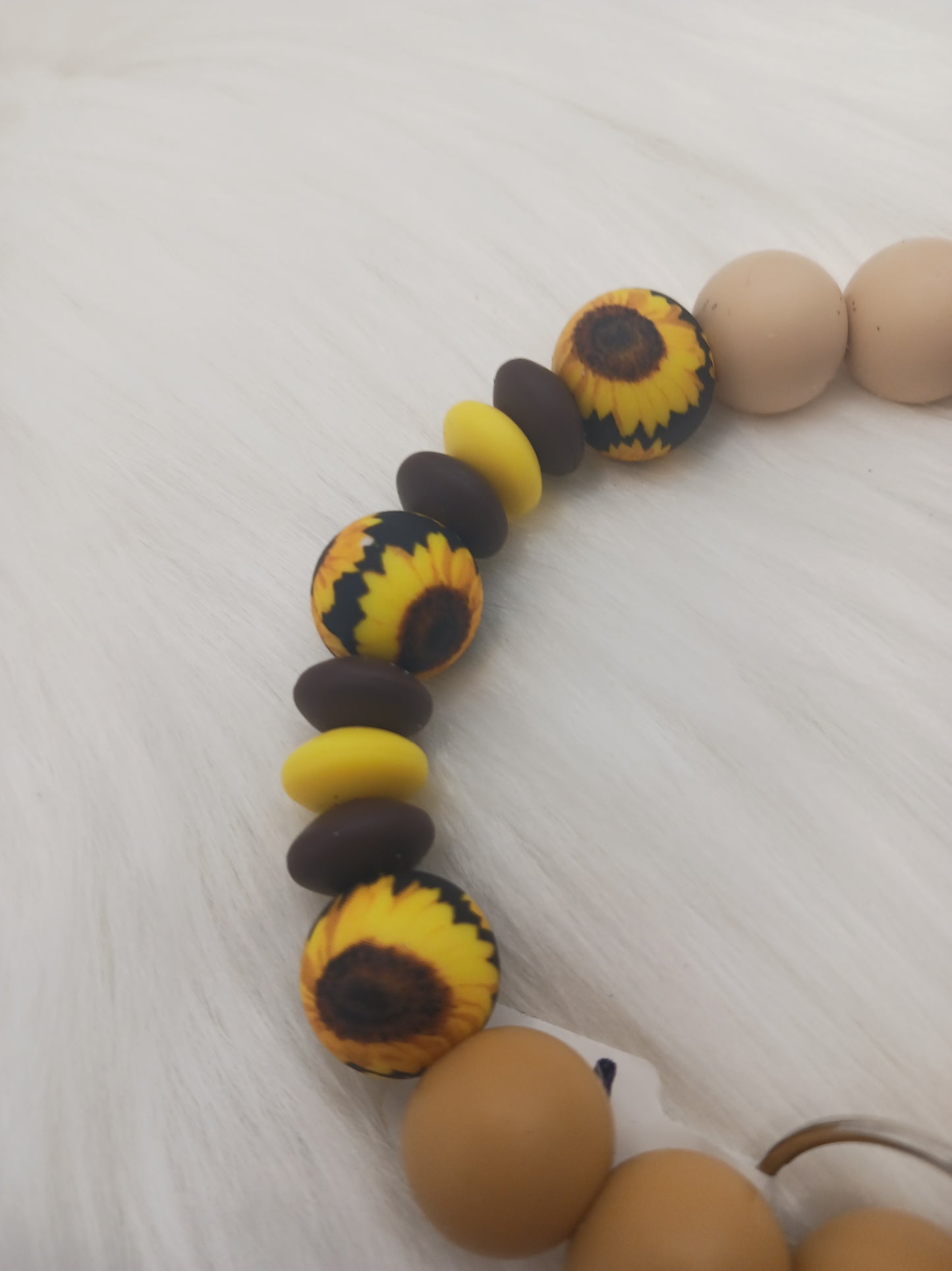Sunflower brown silicone beaded Wristlet