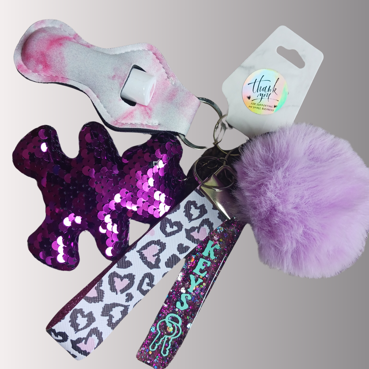 Purple Bear Keychain Set