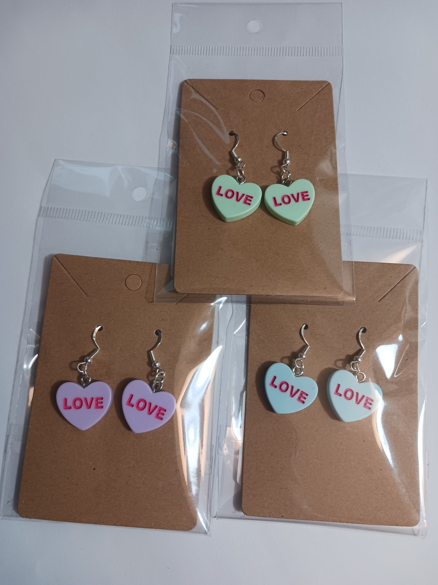 Love message heart earrings