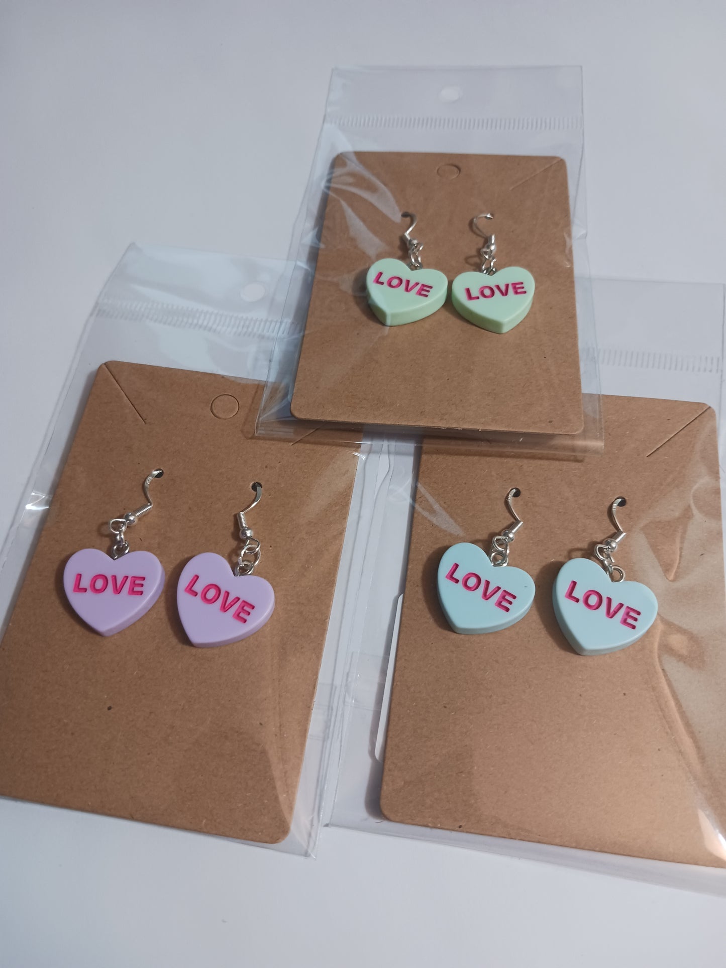 Love message heart earrings