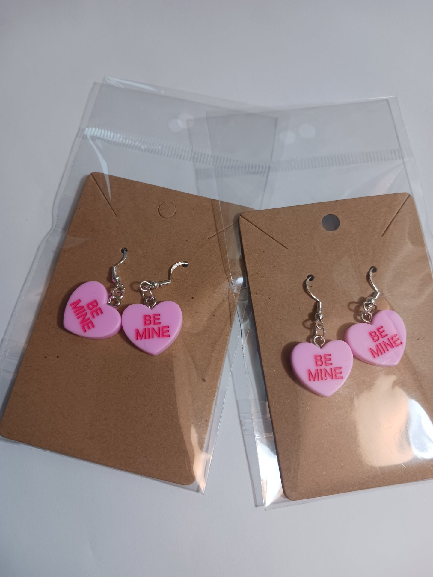 Be mine message heart earrings