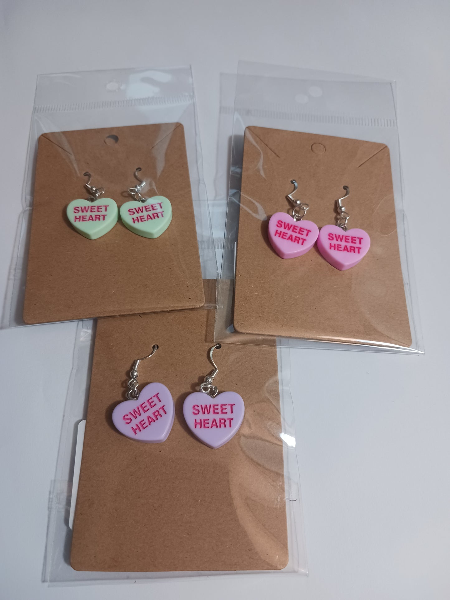 Sweetheart message heart earrings