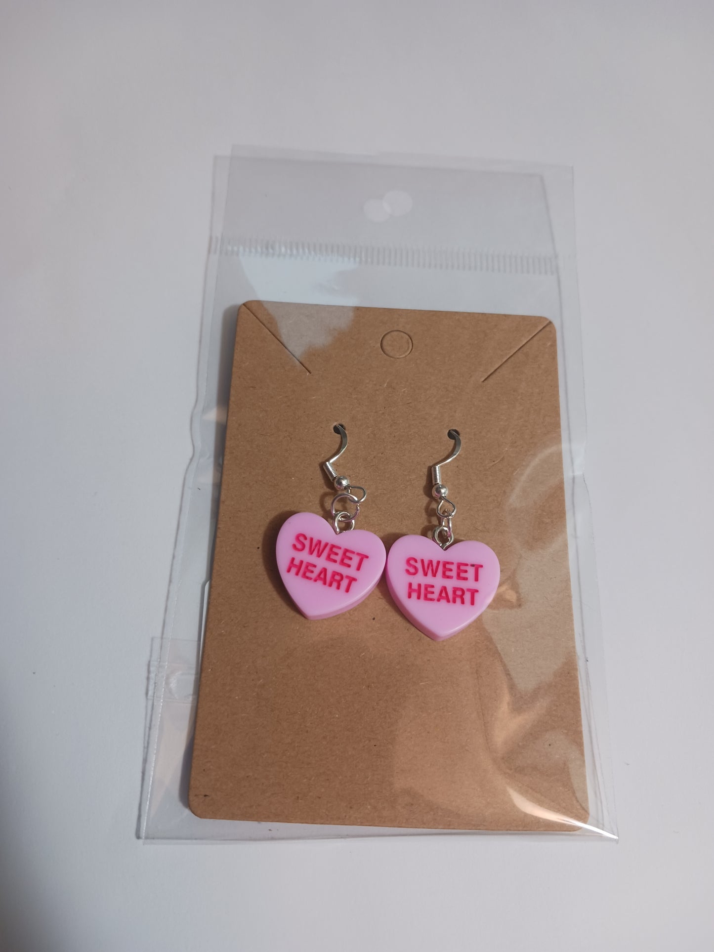 Sweetheart message heart earrings