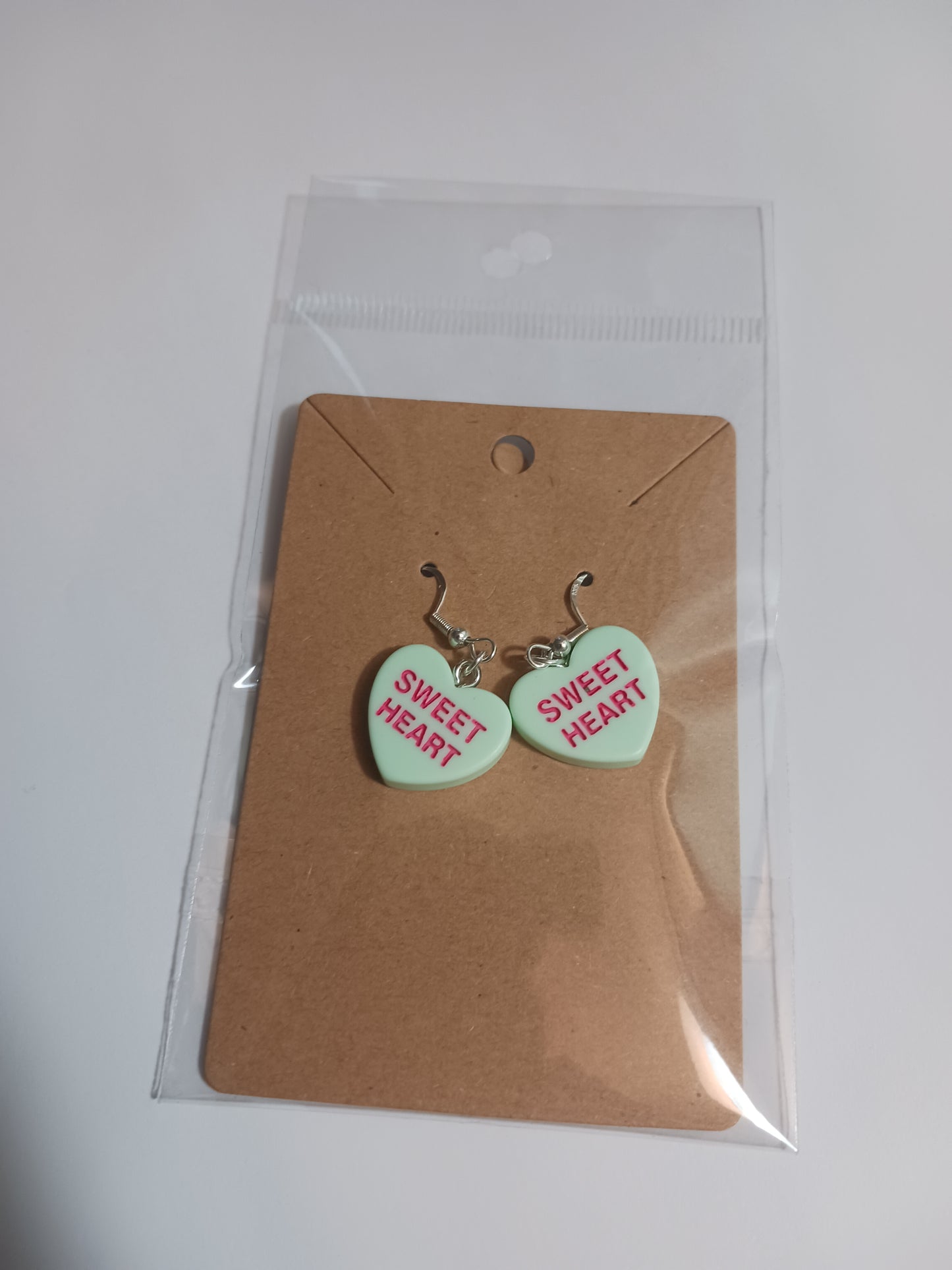 Sweetheart message heart earrings