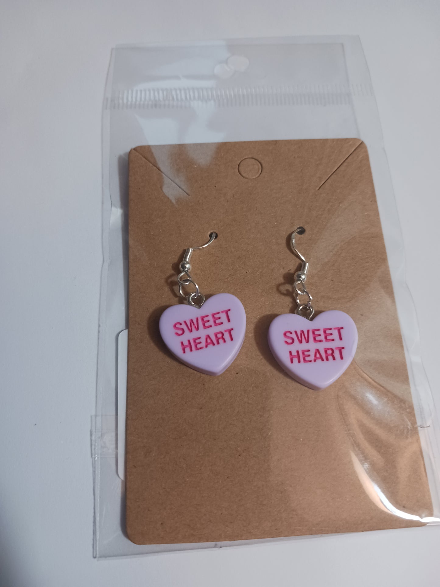 Sweetheart message heart earrings