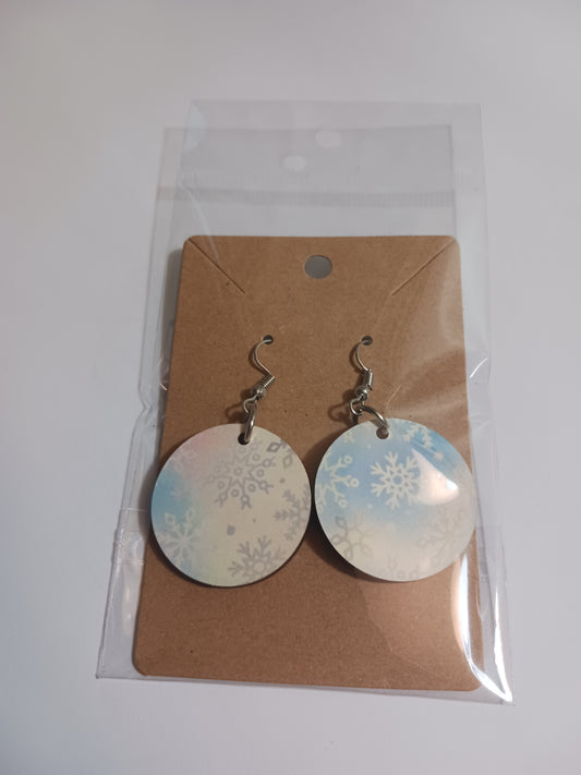 Colorful snowflake round earrings