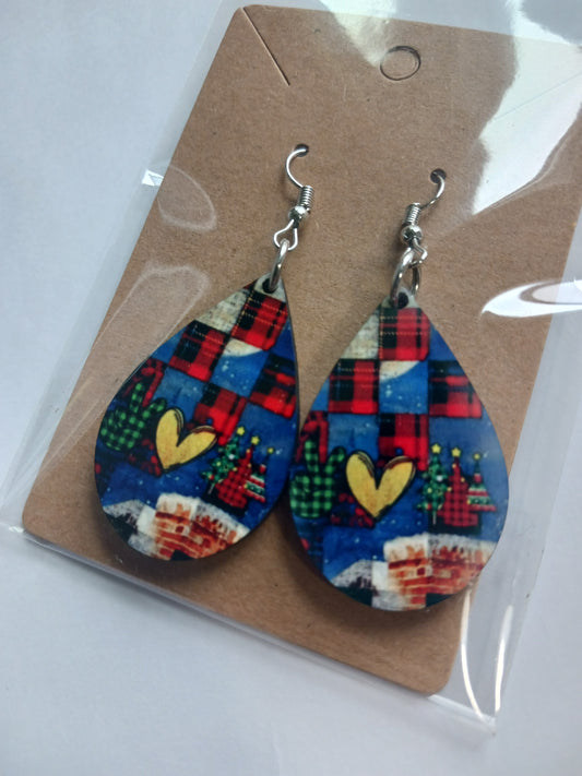 Christmas patchwork earrings