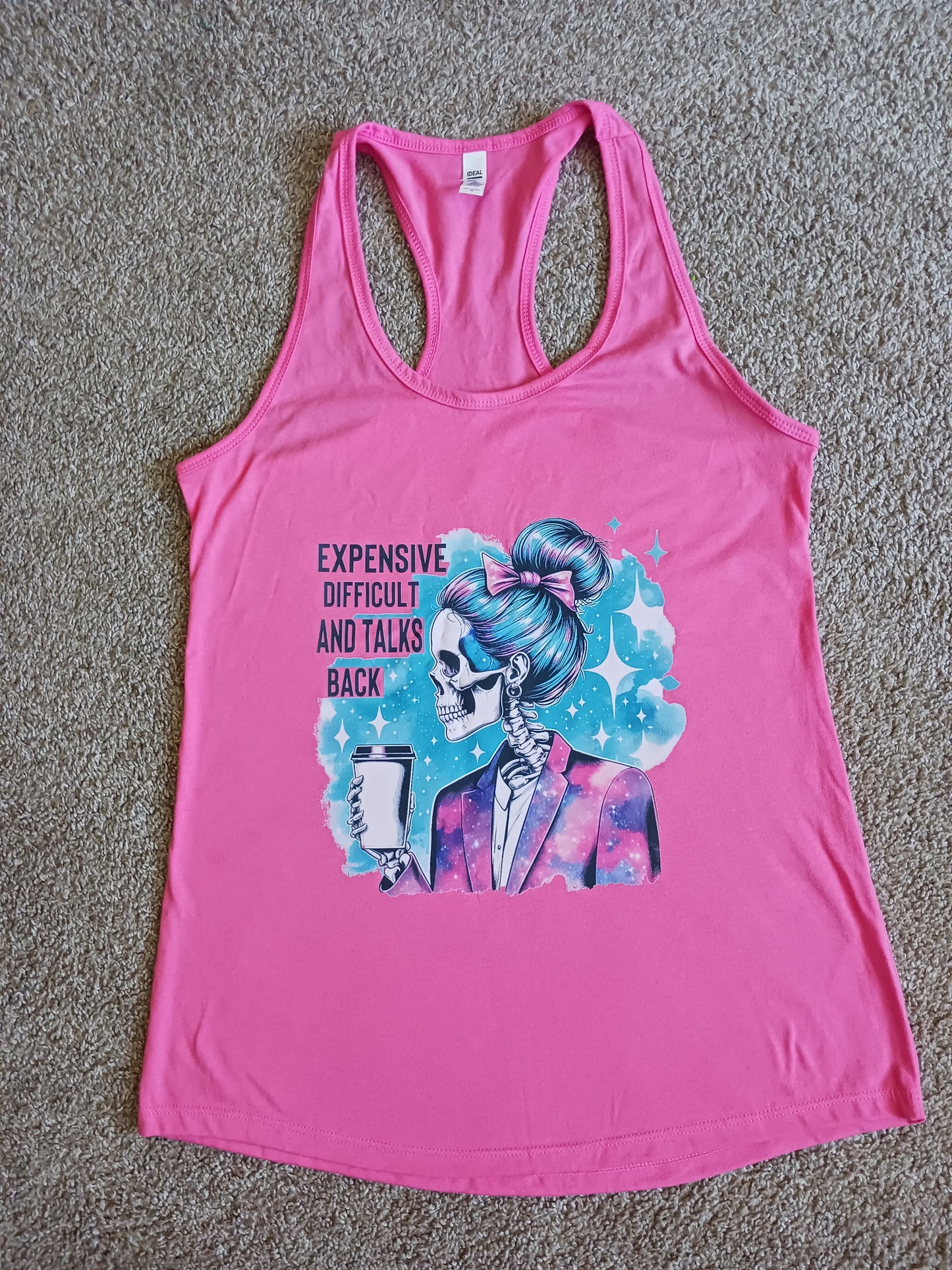 Expensive difficult and talks back flowy racerback tank top