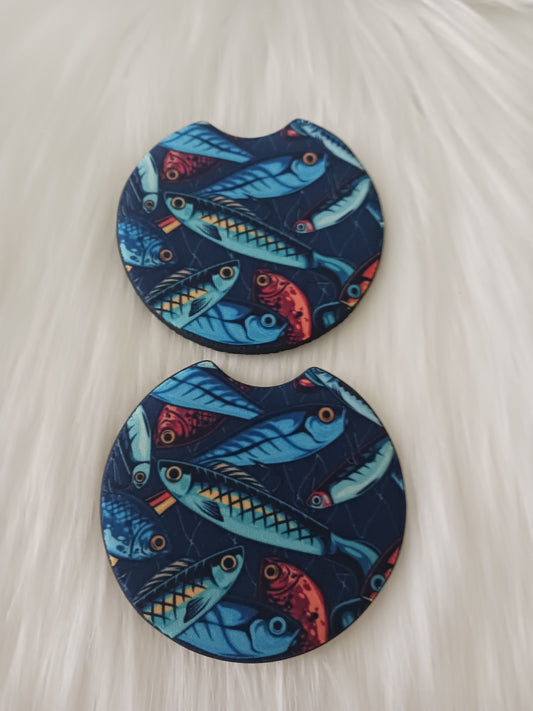 Minnow fish car coasters